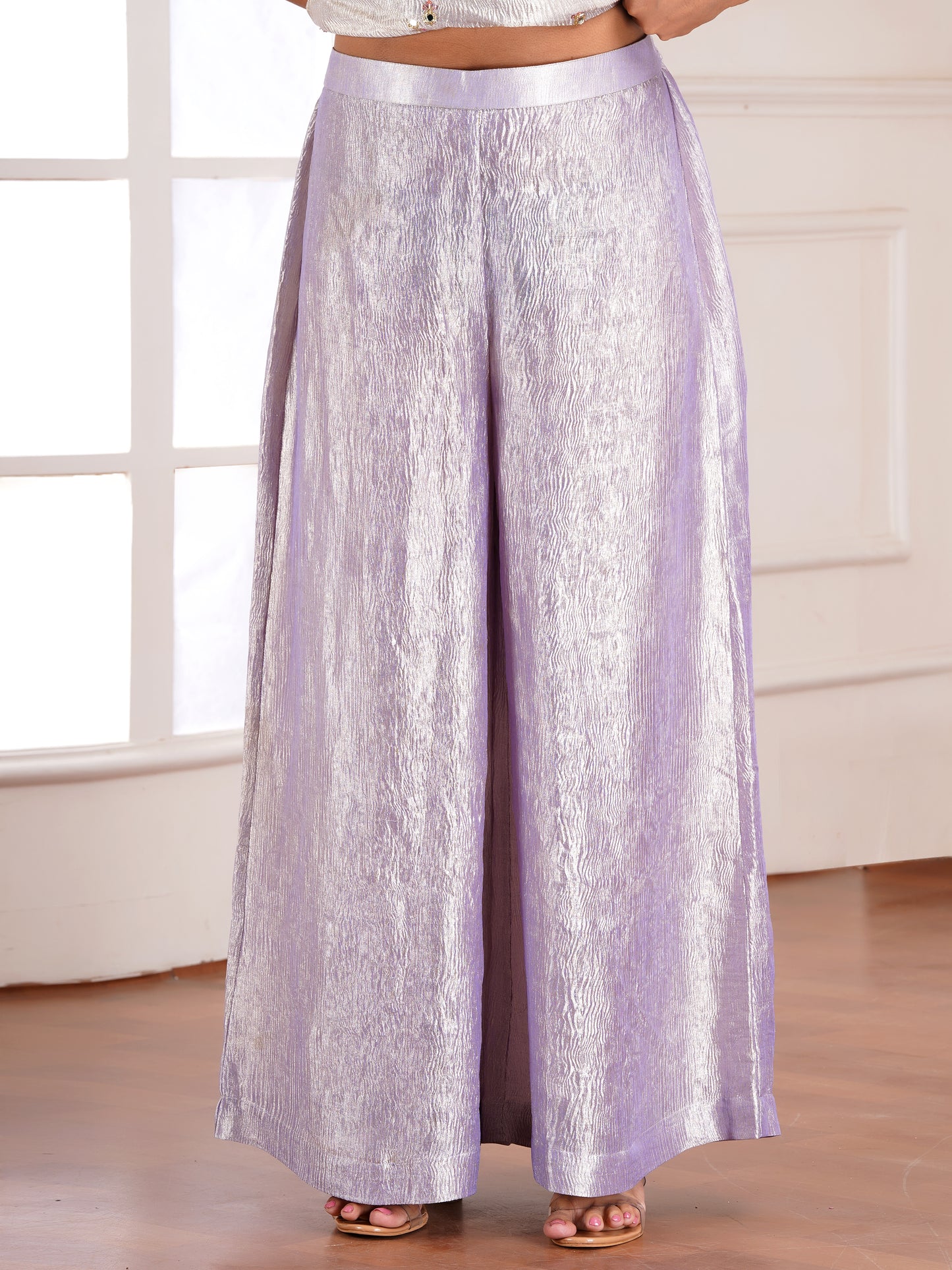 Purple Tissue Silk Jacket & Kurta Set