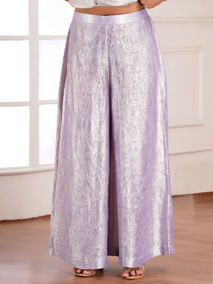 Purple Tissue Silk Jacket & Kurta Set