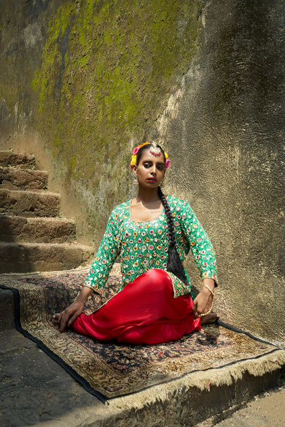 Green Jaal Kurta Set