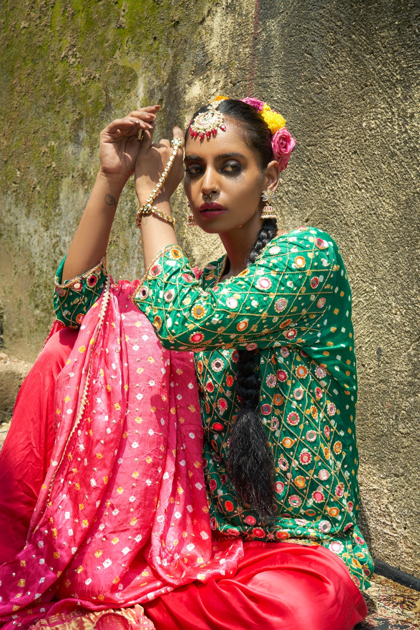 Green Jaal Kurta Set