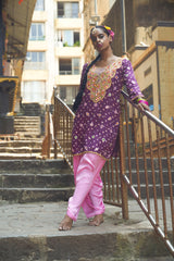 Purple Scallop Kurta Set