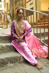 Purple Scallop Kurta Set