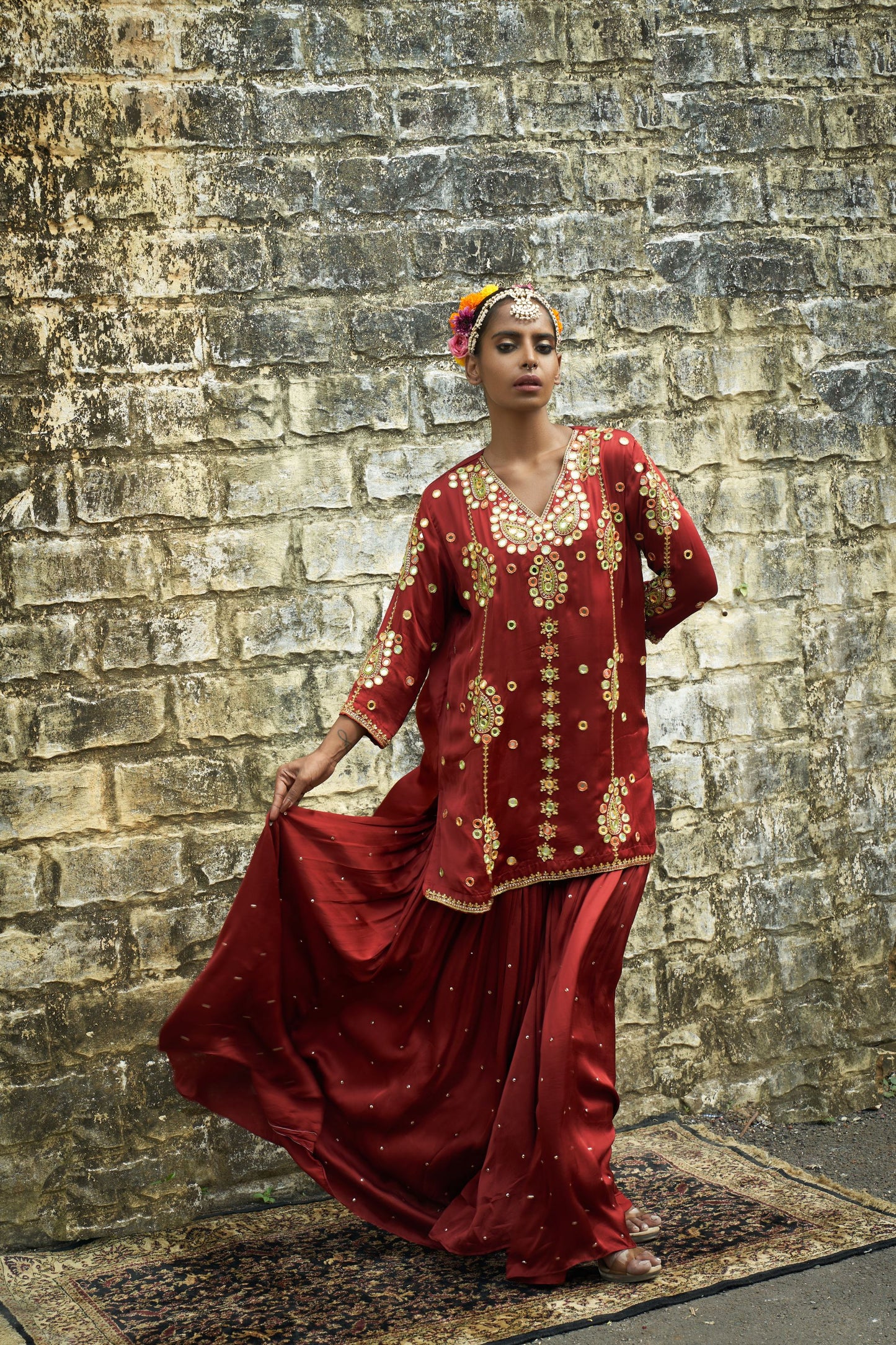 Rust Paisley Sharara