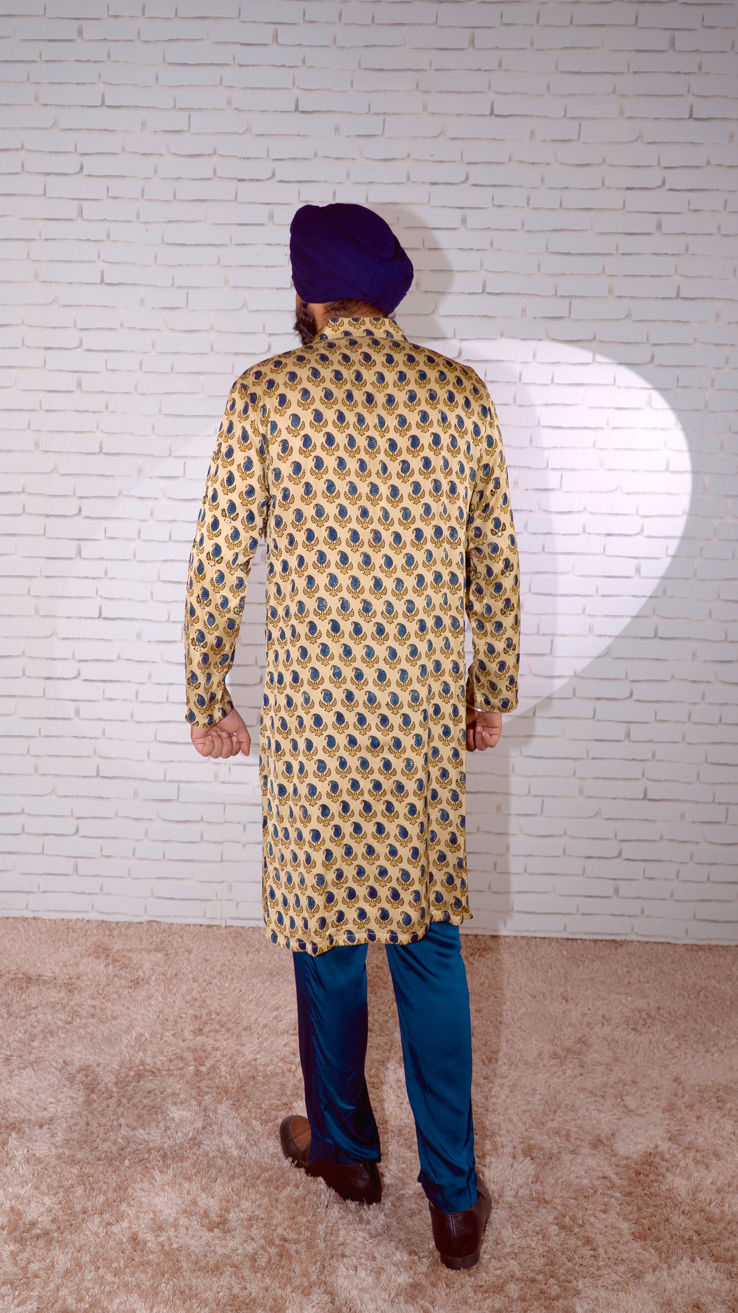 Cream Embroidered Silk Kurta Set