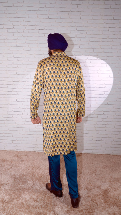 Cream Embroidered Silk Kurta Set