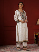 White and Black Big Paisley Kurta set