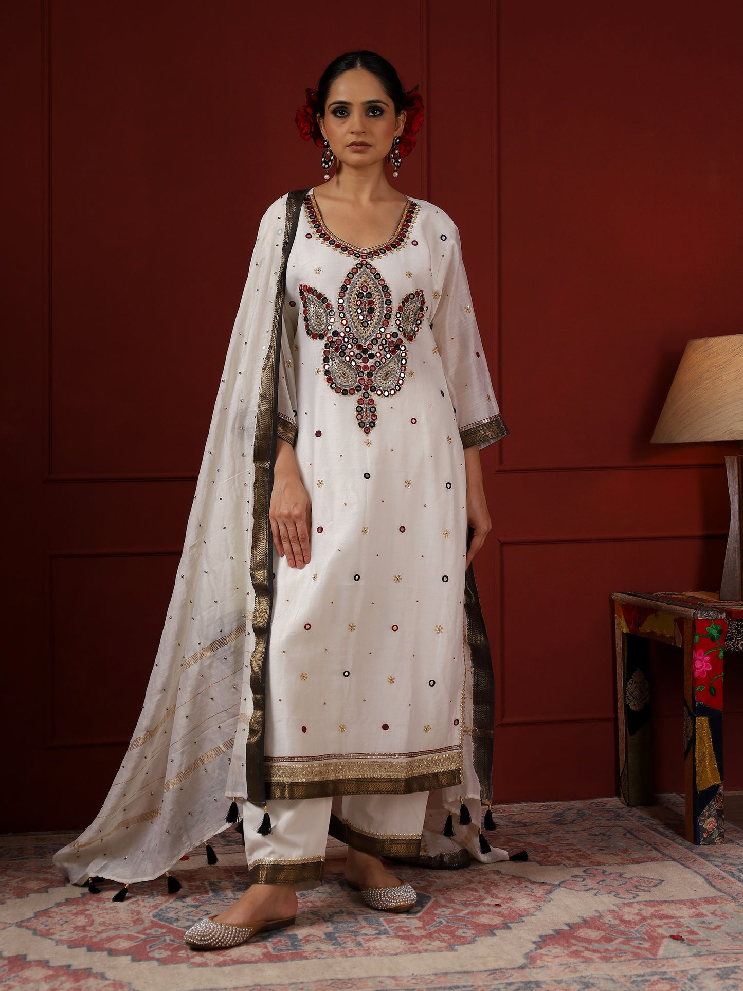 White and Black Small Paisley