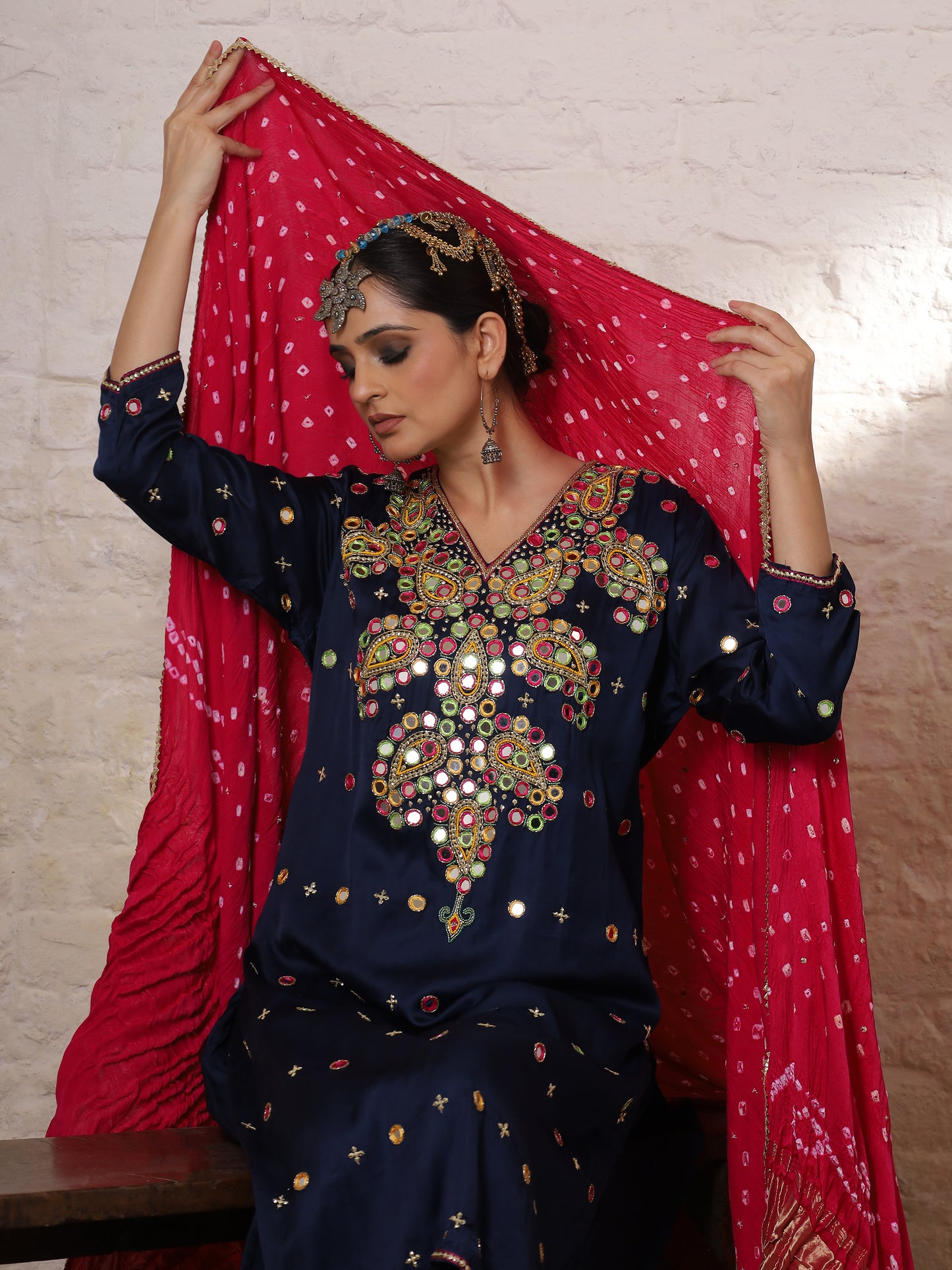Blue Silk Embroidered Paisley Kurta Set