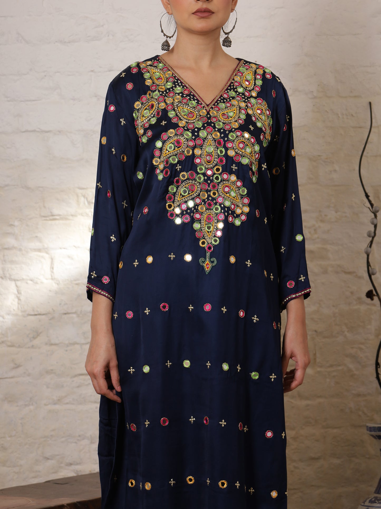 Blue Silk Embroidered Paisley Kurta Set