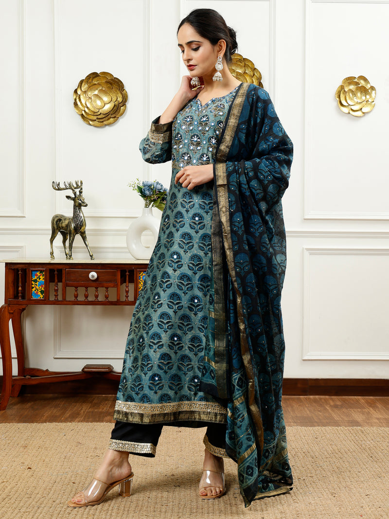 Teal Blue Kurta Set