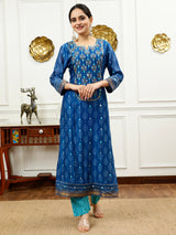 Turquoise And Aqua Blue Kurta Set