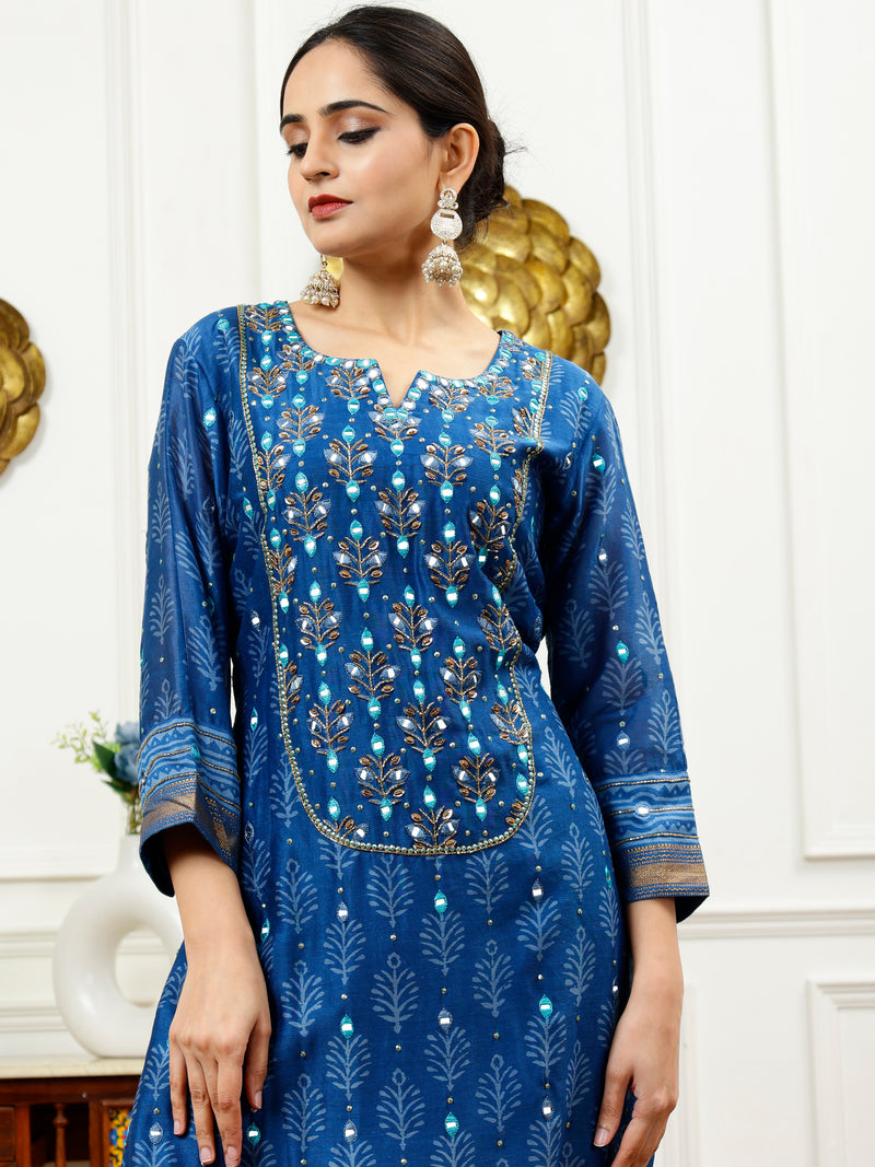 Turquoise And Aqua Blue Kurta Set