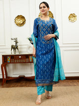 Turquoise And Aqua Blue Kurta Set