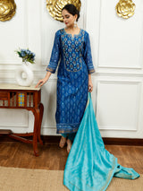 Turquoise And Aqua Blue Kurta Set