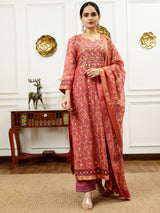 Peach Pink Paisley Kurta Set