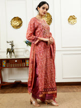 Peach Pink Paisley Kurta Set