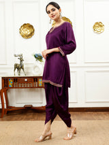 Purple And Pink Dhoti Set