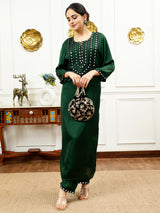 Green Silk Kurta Set