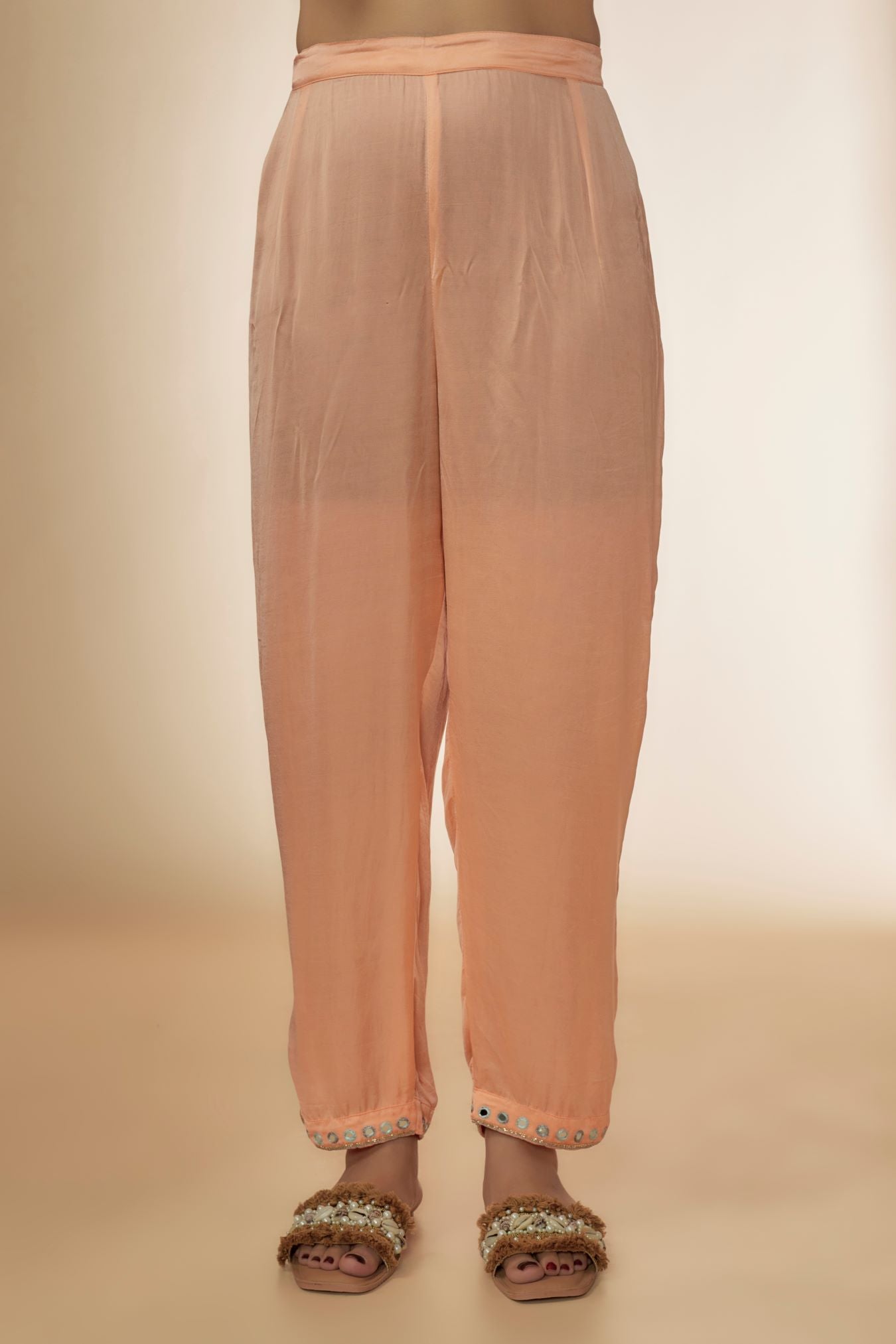 Grey Bandhani Silk Beads & Mirror Hand Embroidered Kaftan Set