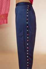 Pink & Blue Silk Hand Embroidered Pant Set