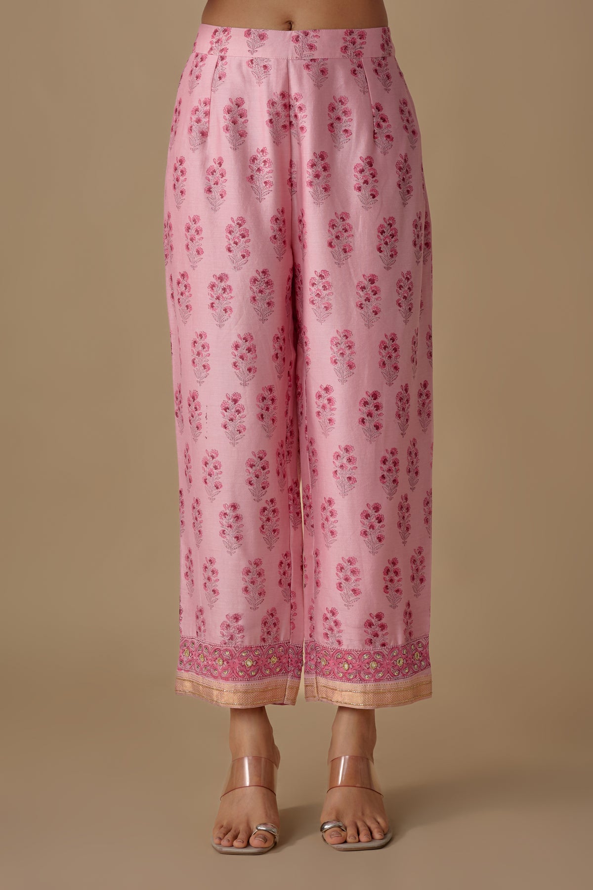 PINK SILK HAND EMBROIDERED KURTA SET