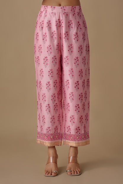 PINK SILK HAND EMBROIDERED KURTA SET