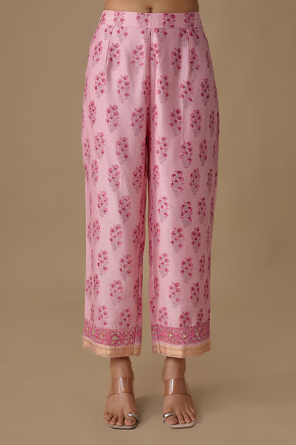 PINK SILK HAND EMBROIDERED KURTA SET