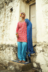Dark Pink Jaal Kurta Set