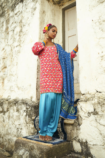 Dark Pink Jaal Kurta Set