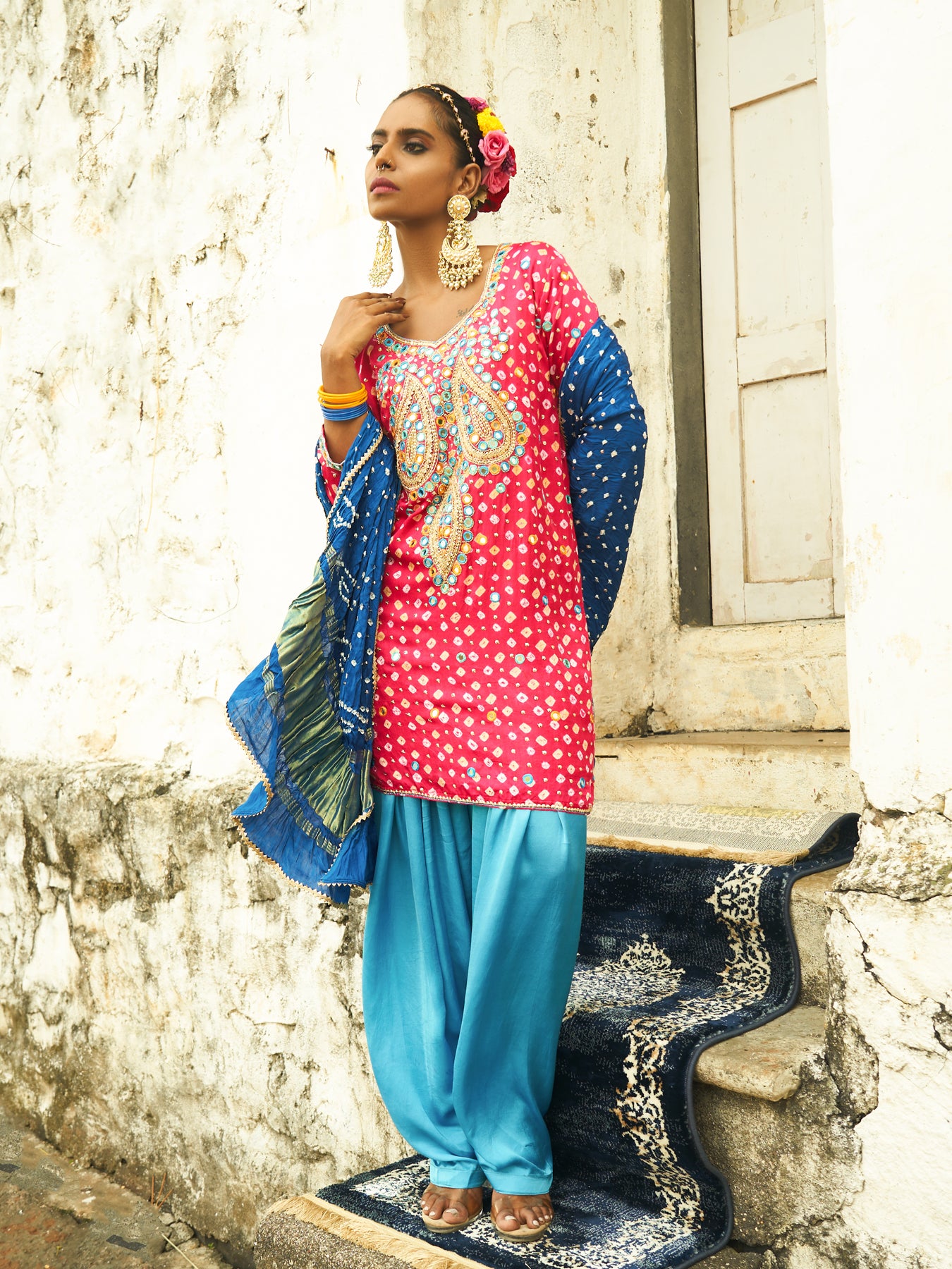 Dark Pink Paisley Kurta Set