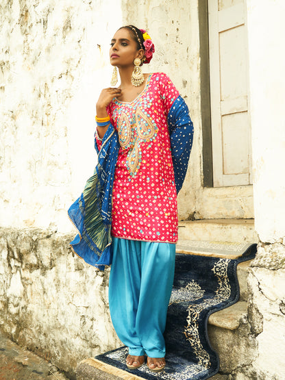 Dark Pink Paisley Kurta Set