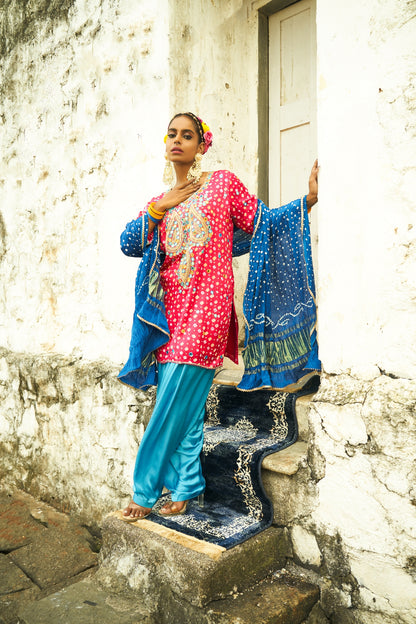 Dark Pink Paisley Kurta Set