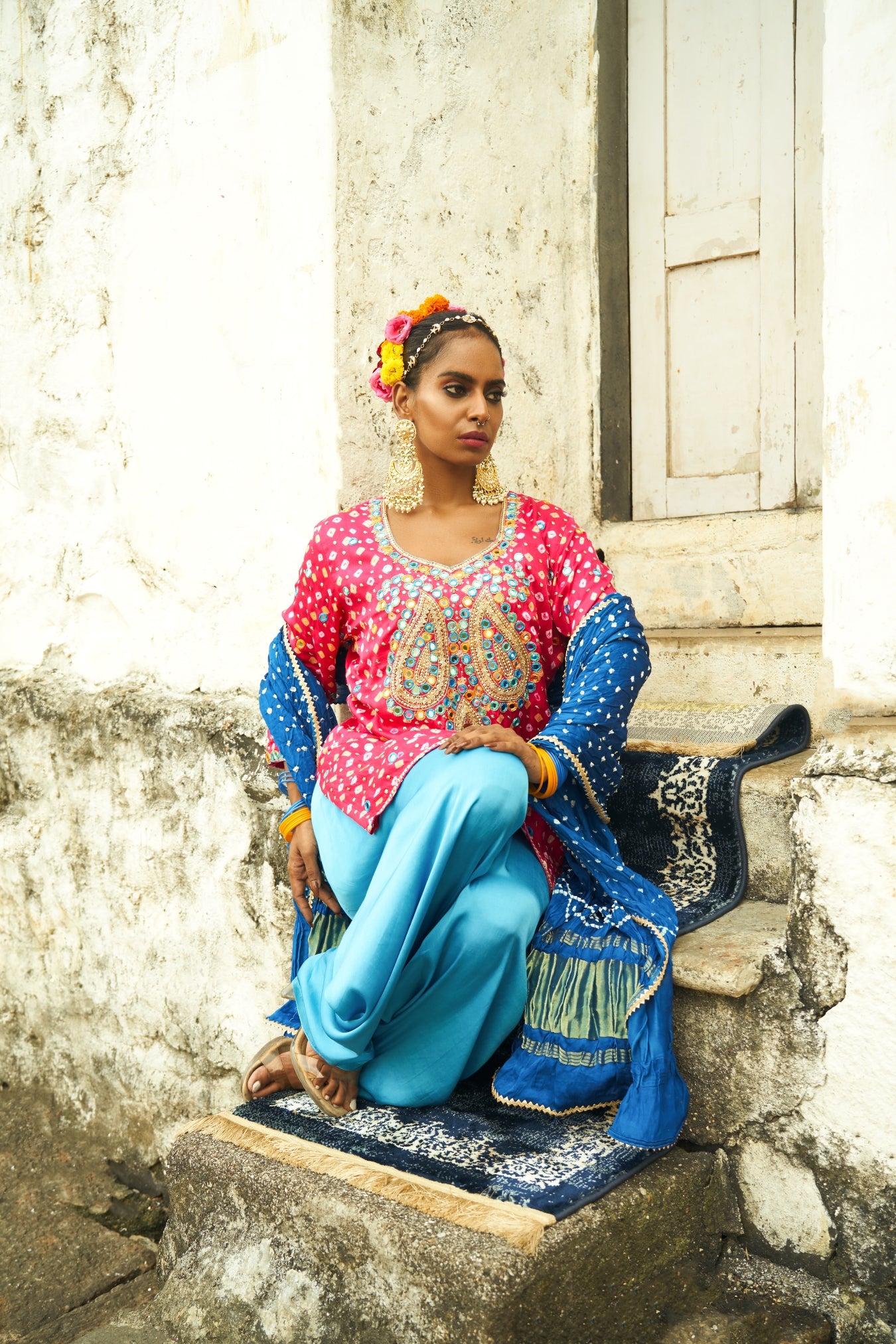 Dark Pink Paisley Kurta Set