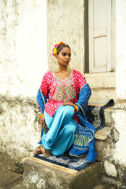 Dark Pink Paisley Kurta Set