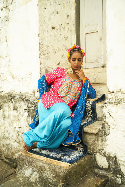 Dark Pink Paisley Kurta Set