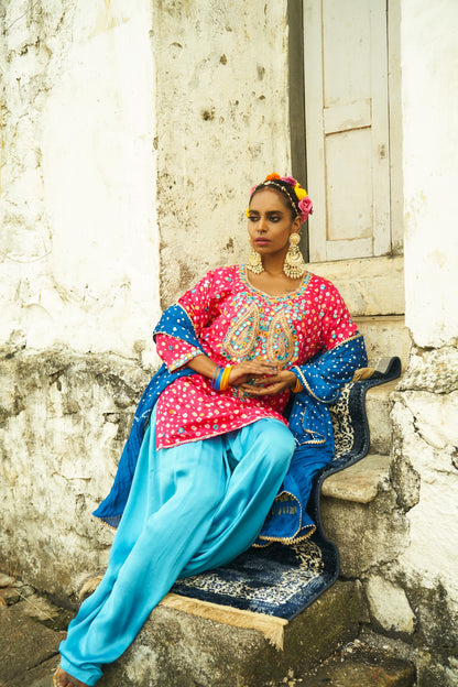 Dark Pink Paisley Kurta Set