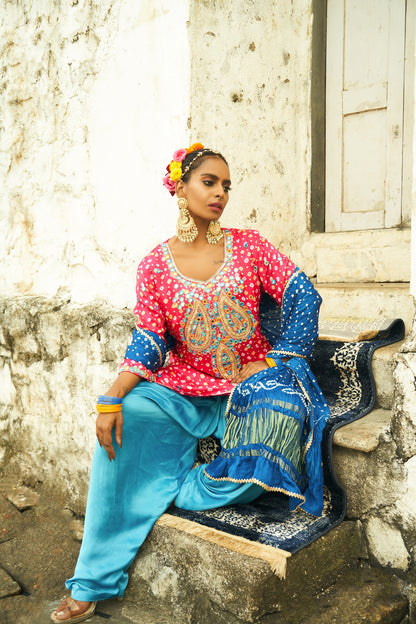 Dark Pink Paisley Kurta Set