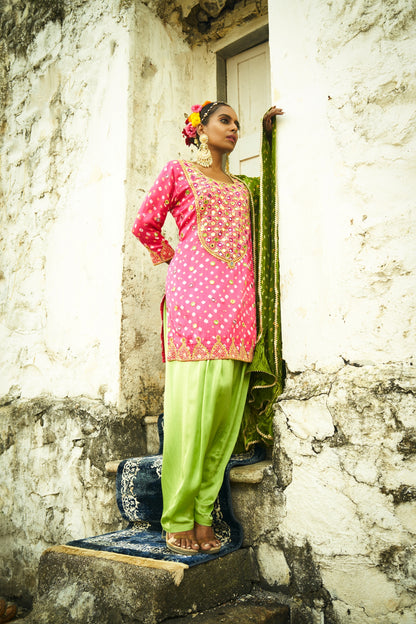 Light Pink Yoke Kurta Set