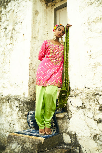 Light Pink Yoke Kurta Set