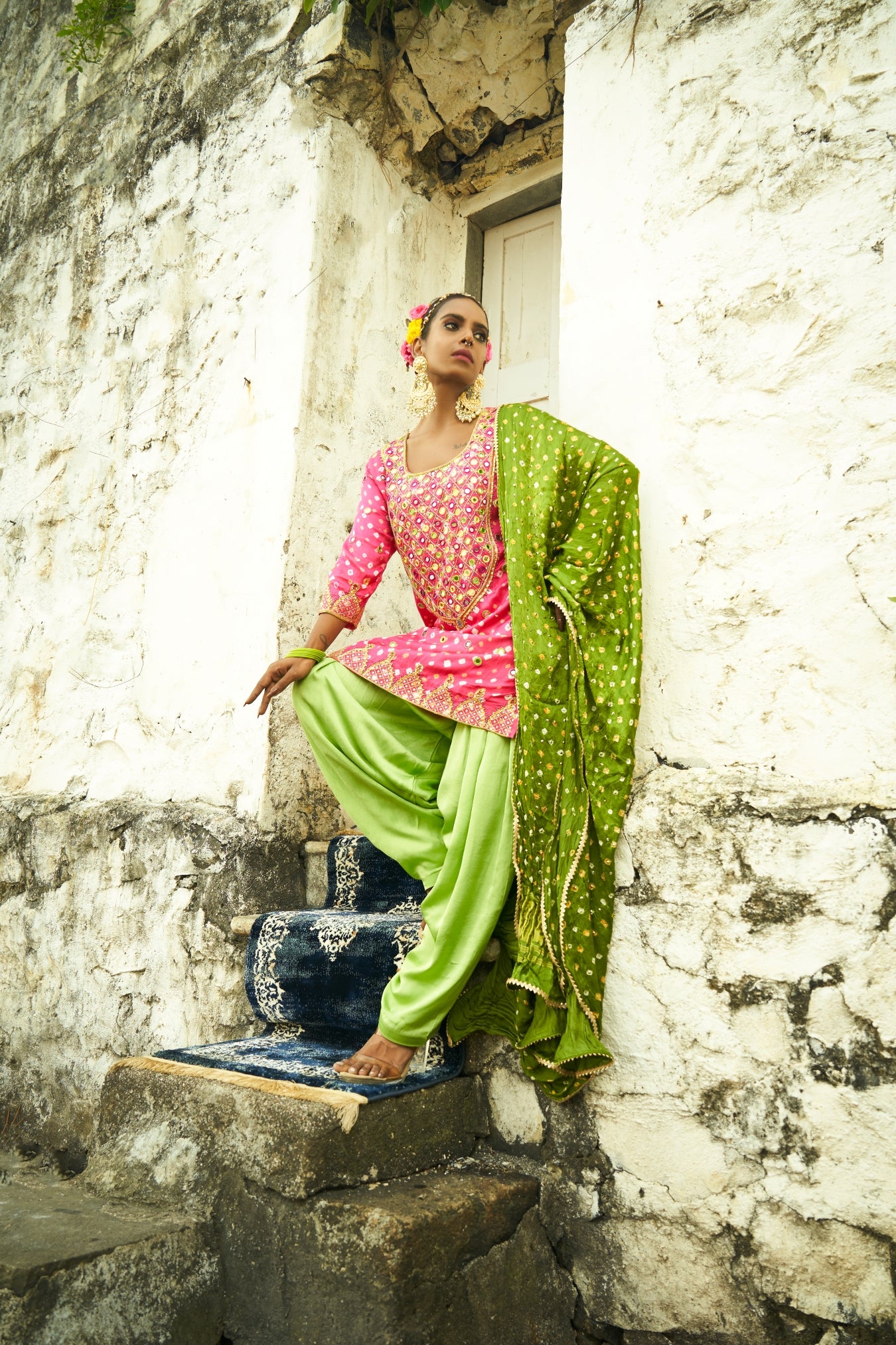 Light Pink Yoke Kurta Set