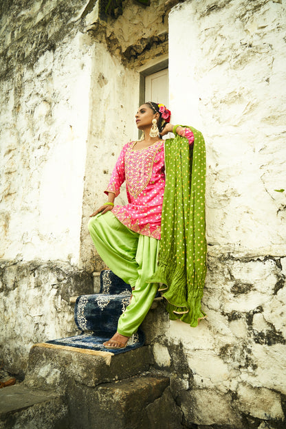 Light Pink Yoke Kurta Set