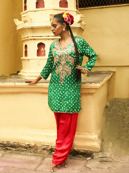 Green Small Paisley Kurta Set