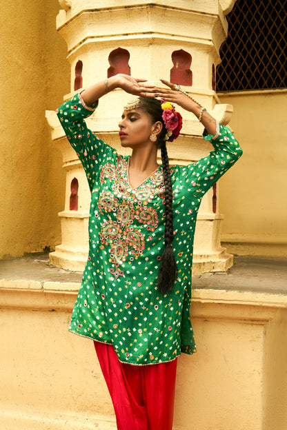Green Small Paisley Kurta Set