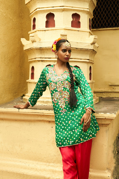 Green Small Paisley Kurta Set