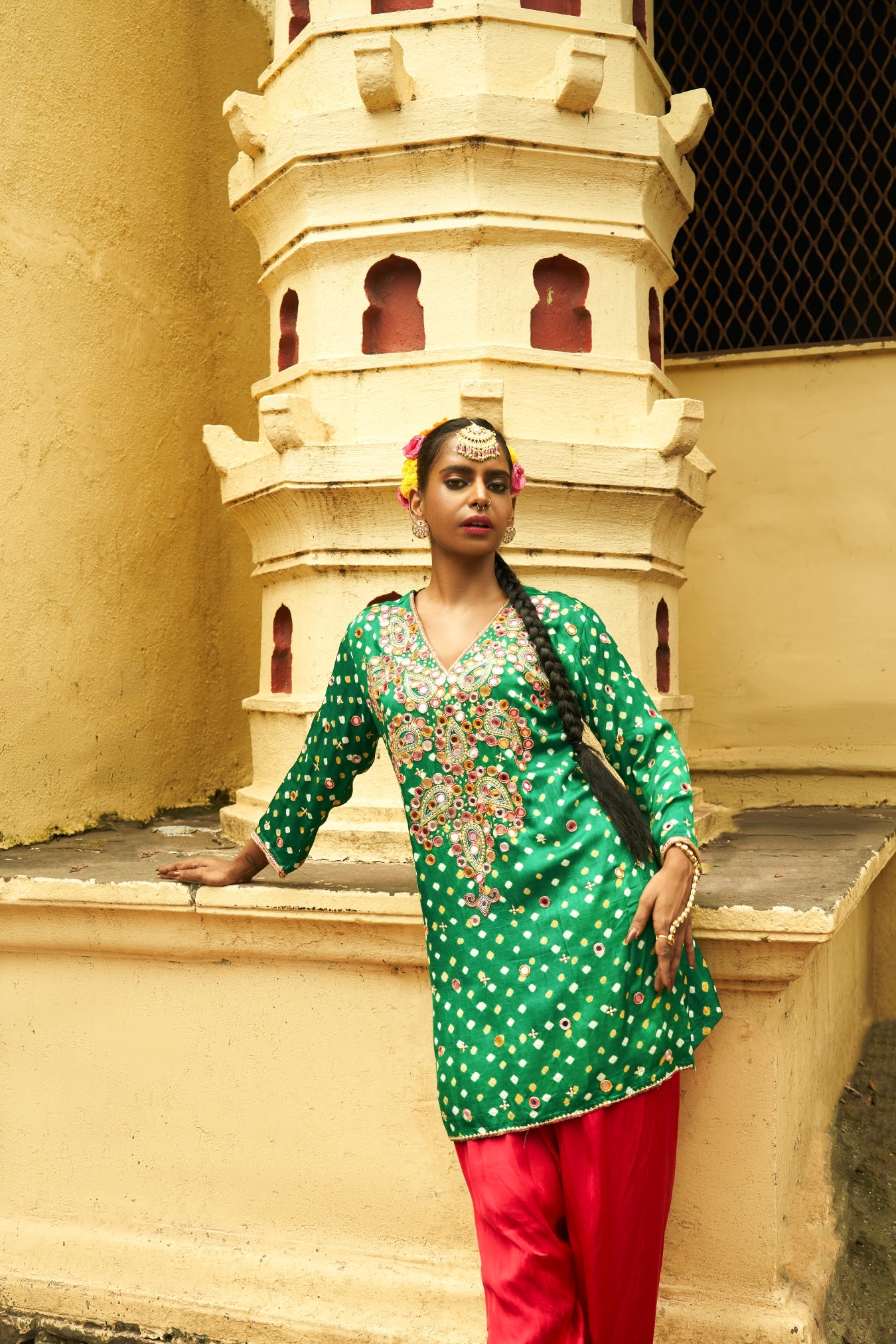 Green Small Paisley Kurta Set