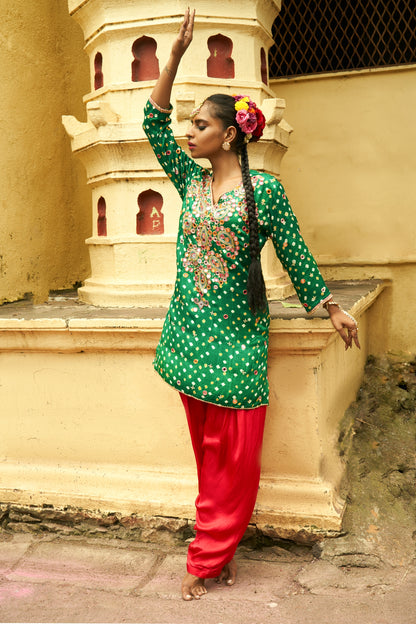 Green Small Paisley Kurta Set