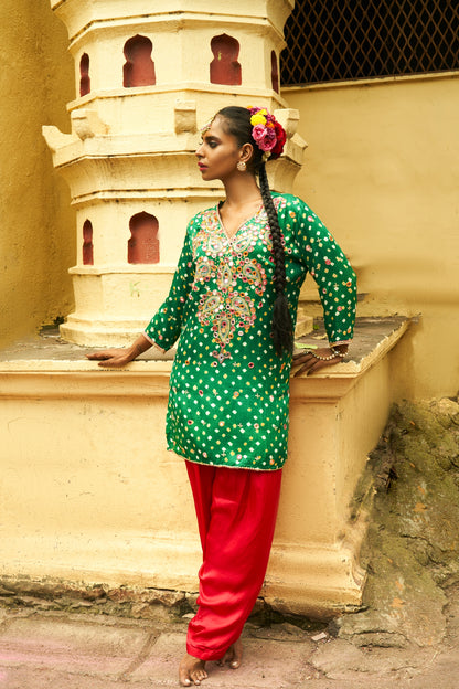 Green Small Paisley Kurta Set