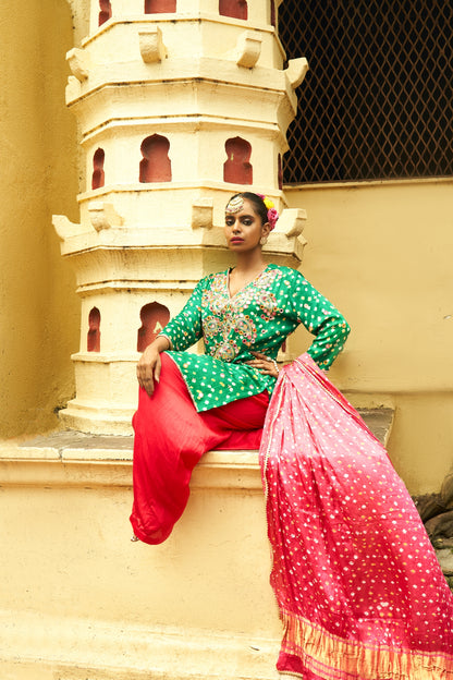 Green Small Paisley Kurta Set