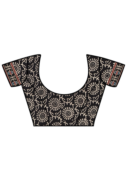 Smoke Black Star Ajrakh Saree