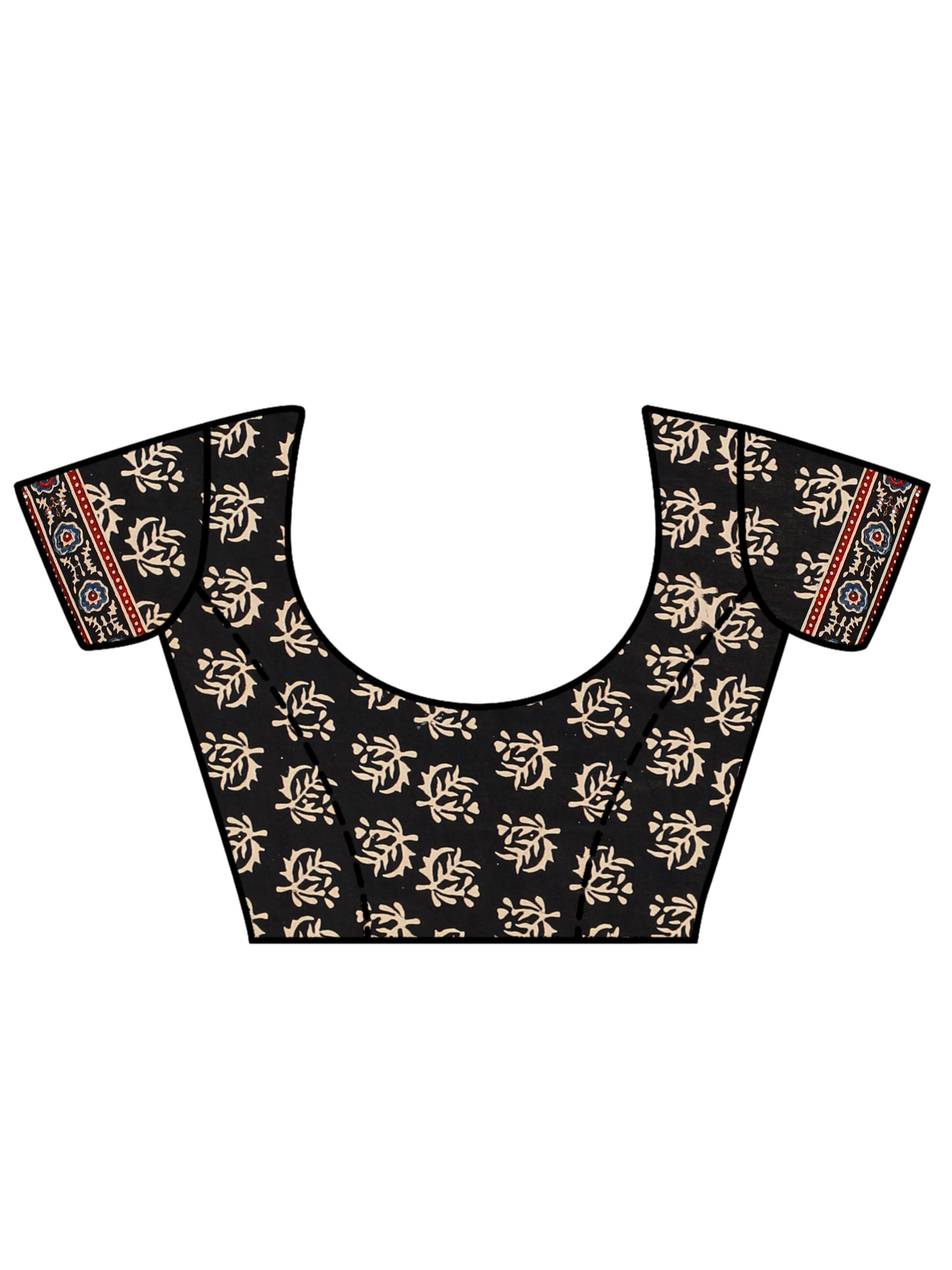 Midnight Black Boota Ajrakh Saree